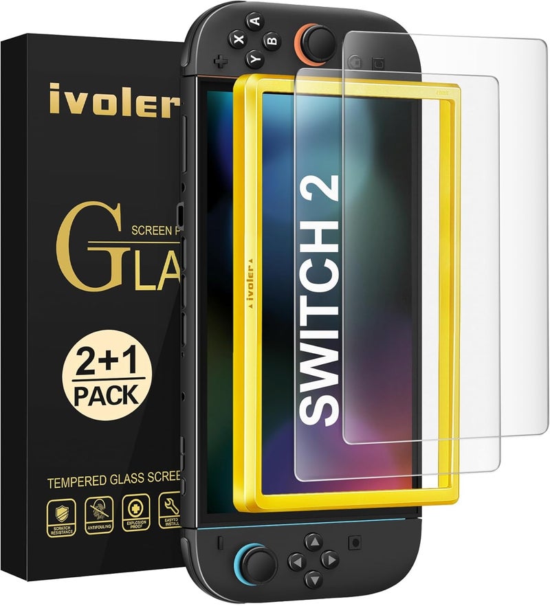 ivoler Screen Protector [2 Pack] Matte Tempered Glass for Nintendo Switch 2 7.9 inch, Matte Anti Glare Screen Protector with [Alignment Frame] Anti-Scratch Full Coverage Guard for Nintendo Switch 2 - Image 1